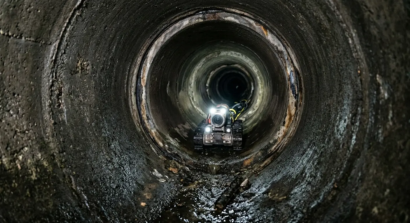 Robotic sewer camera inspecting pipe interior for Sewer Line Repair in Hiawatha